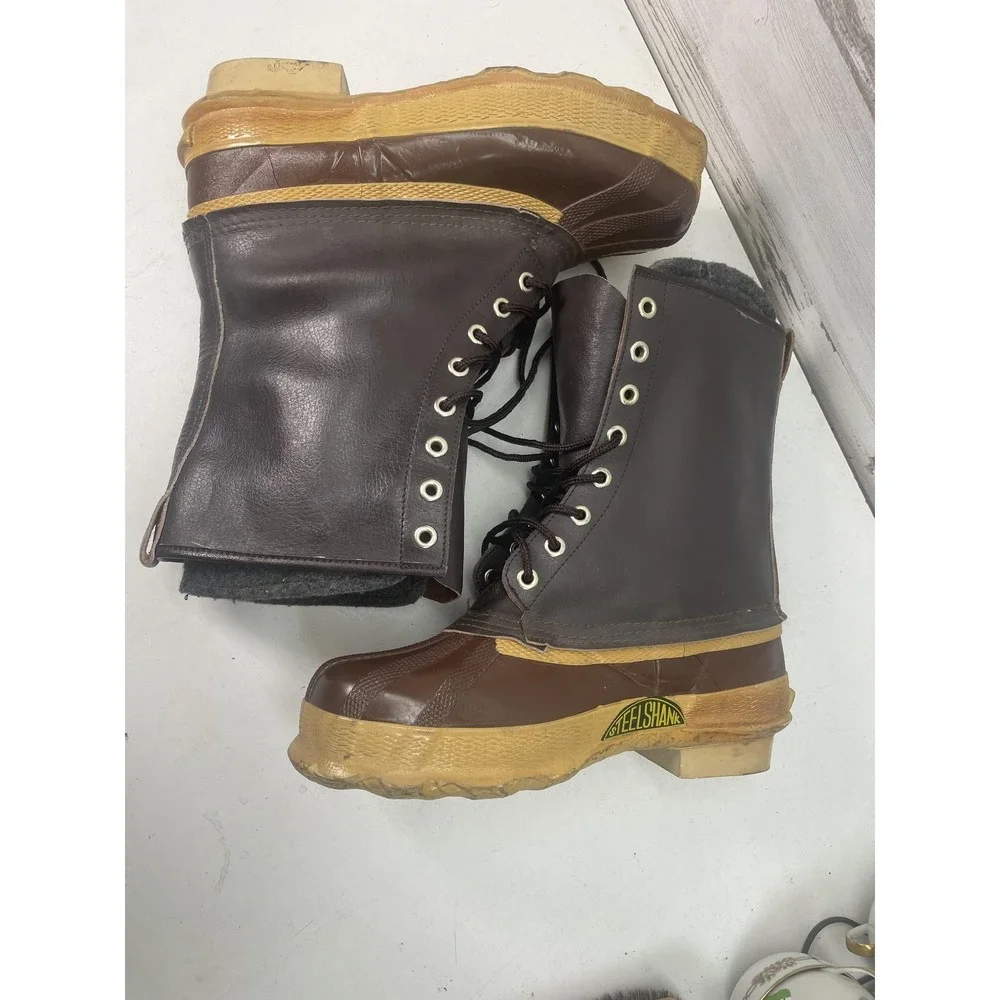 SteelShank Boots Mens Size 9 Brown Leather Snow Boot Insulated Lined Waterproof